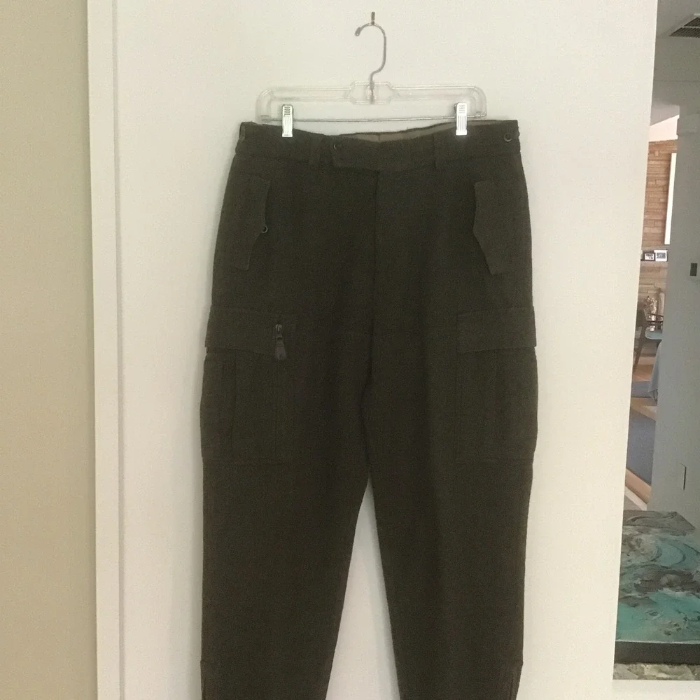 Polo Ralph Lauren 36x34 Wool Herringbone Cargo Field Pants Olive Green AS IS